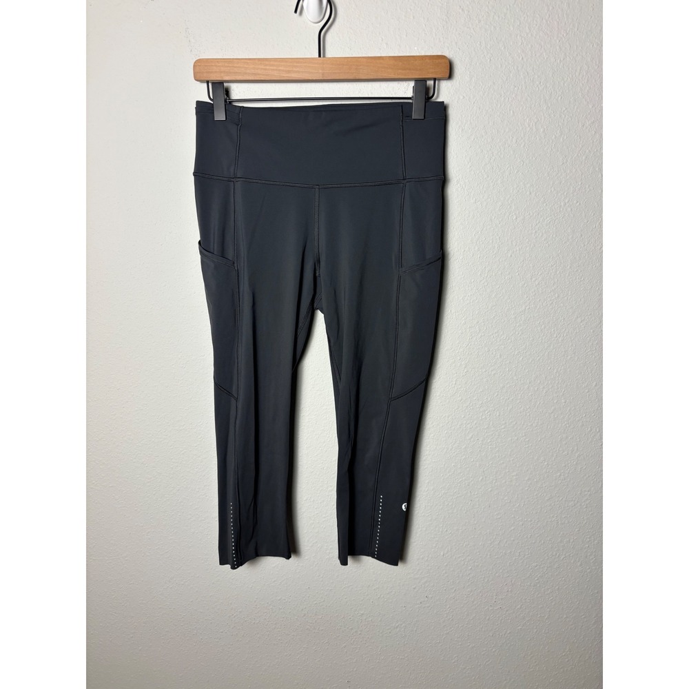 Lululemon Fast & Free Crop II Nulux 19 Deep Coal Grey Leggings Size 8